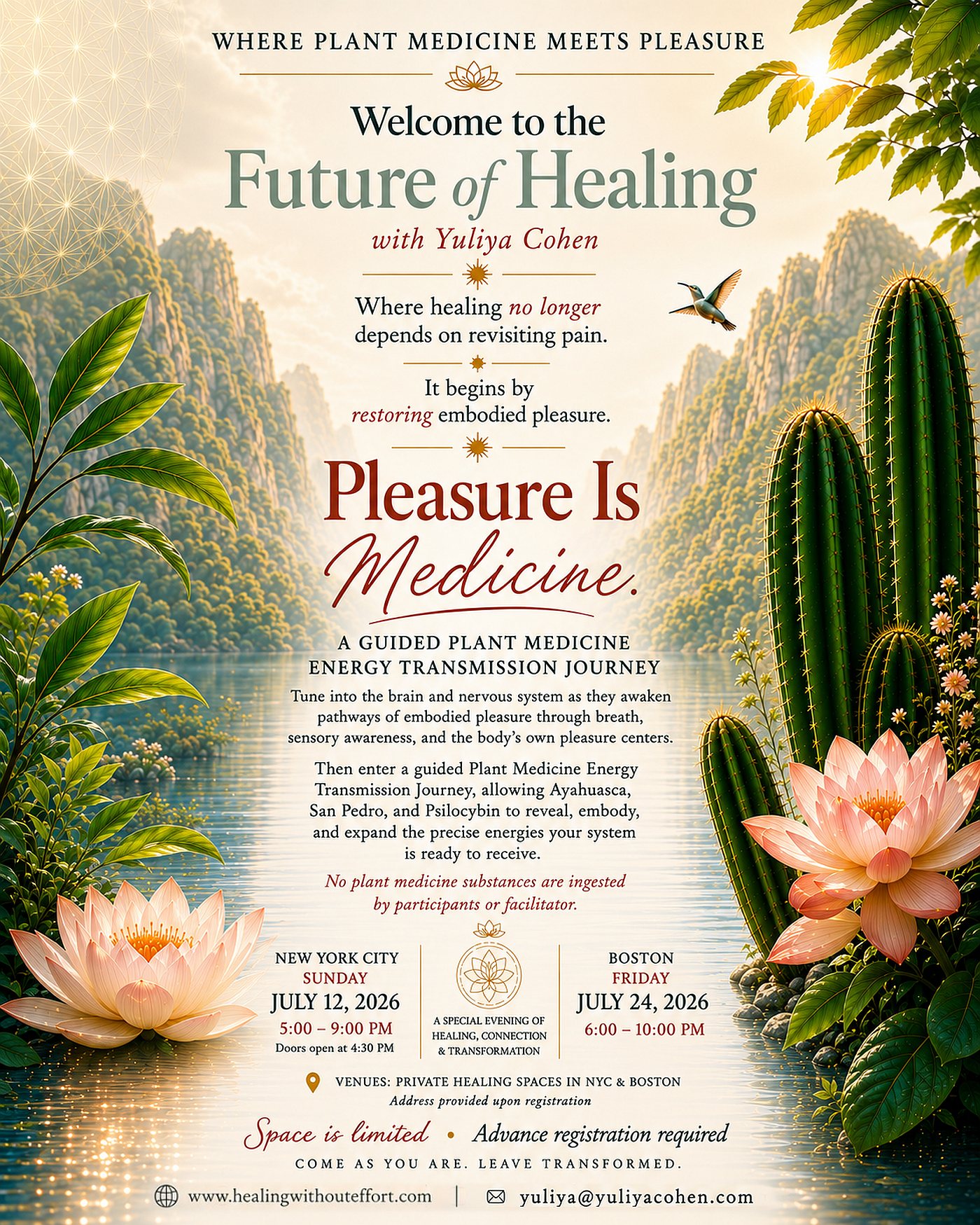 Where Plant Medicine Meets Pleasure — event flyer (tap or pinch to zoom for full size)